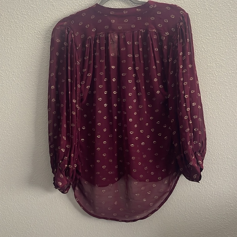 Anthropologie Moulinette Soeurs Allegra Foil Printed Button Down Blouse Sz XXS - Picture 4 of 8